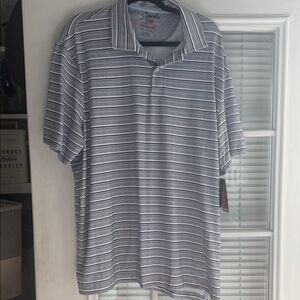 CHAPS Men's Polo Shirt with Black and White Stripes